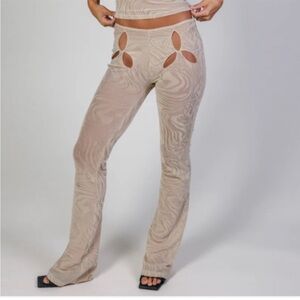 I.AM.GIA Beige Flare Pants Mesh NEW